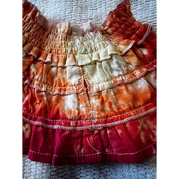 Build A Bear Workshop Tiered Mini Skirt Smocked Waist & Bow Set Orange/Red - Picture 5 of 6